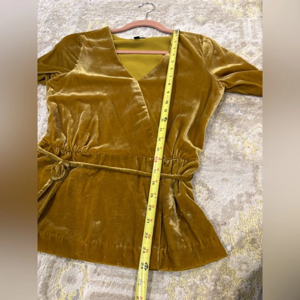 J. Crew Holiday Wrap Velvet Blouse in Gold